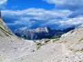 View of mountains Pihavec and Bovski Gamsovec in Triglav national park Royalty Free Stock Photo