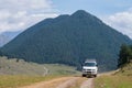 View in Mountains. Road to Shenako village from Diklo in Tusheti region