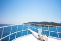 View of the mountains and the sea from the bow of the ship Royalty Free Stock Photo