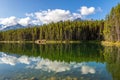 Reflection Of Mountains And Trees On Herbert Lake Royalty Free Stock Photo