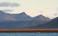 View of the mountains and tundra on the sea coast in the Arctic.