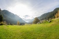 View from the mountains into the valley, Gaal in Austria