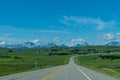 View of the mountains in Waterton Lakes National Park, as seen from nearby small towns on Alberta Highway 5 Royalty Free Stock Photo