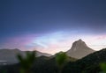 View of the mountainscape ,Pena de Bernal ,blue, sky, Mexico Royalty Free Stock Photo