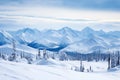 view of mountaintops from top of backcountry skiing route