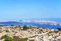 View from the mountan Kamenjak of the island Rab to the Adriatic Sea with different Croatian islands