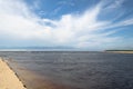 The confluence of the Barguzin River and Lake Baikal, Buryatia, Russia. Royalty Free Stock Photo