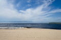 The confluence of the Barguzin River and Lake Baikal, Buryatia, Russia. Royalty Free Stock Photo