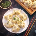 view Mouthwatering manti dumplings captured in alluring presentation on dark
