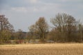 View on a mowed field and trees and a sea in rhede emsland germany Royalty Free Stock Photo