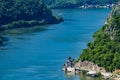 Mraconia Monastery in Romanian side of Danube river Royalty Free Stock Photo