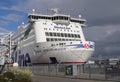 View at the MS Stena Scandinavica ferry boat docked in the port of Kiel