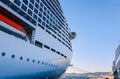 View of MSC WORLD EUROPA cruise ship stands in passenger port of Marseille, France Royalty Free Stock Photo