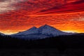 The view of Mt Bachelor and the three sisters from Sisters Oregon during sunset, cascade mountain range Royalty Free Stock Photo