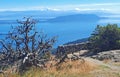 View of Mt. Baker, the Cascade Mountain Range, Lummi Island, the Rosario Strait
