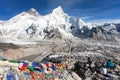 View of Mt. Everest, Lhotse and Nuptse Royalty Free Stock Photo