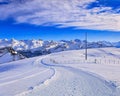 View on Mt. Fronalpstock in Switzerland in winter