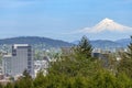 View of Mt. Hood and Portland Oregon in Washington park Royalty Free Stock Photo