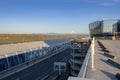 Portland Airport building and view of Mt. Hood Oregon state Royalty Free Stock Photo