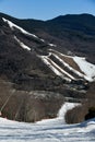 View from Mt. Mansfield Vermont to Spruce peak slopes at Stowe ski resort.