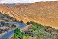 View of Mulholland highway and the Santa Monica mountains in California. Royalty Free Stock Photo