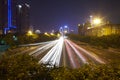 View at multilane highway at night