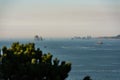 View of multiple Islets that stand out in the Pacific Ocean amid the haze in Southern Oregon, USA Royalty Free Stock Photo