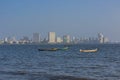 A view of the Mumbai skyline from marine drive beach