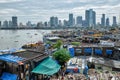 View of Mumbai skyline over slums in Bandra suburb Royalty Free Stock Photo