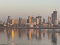 View of Mumbai at Sunset, from the Bandra Worli Sea Link (BWSL), in Mumbai, India Royalty Free Stock Photo