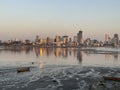 View of Mumbai at Sunset, from the Bandra Worli Sea Link (BWSL), in Mumbai, India Royalty Free Stock Photo