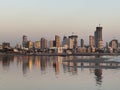 View of Mumbai at Sunset, from the Bandra Worli Sea Link (BWSL), in Mumbai, India Royalty Free Stock Photo