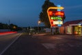 View of the Munger Moss Motel at night along the Route 66 in Labanon, Missouri, USA