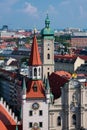 View of Munich city, Heilig Geist Kirche Church of the Holy Spirit and Old Town Hall Altes Rathaus Royalty Free Stock Photo