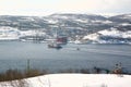 The view of Murmansk city ,Russia from Alyosha Monument Royalty Free Stock Photo