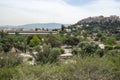 View of Museum of the Ancient Agora and the Acropolis of Athens in Greece Royalty Free Stock Photo