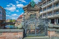 View of the Museum Bridge, a medieval sandstone arch bridge that spans the Pegnitz River, Nuremberg, Bavaria, Germany Royalty Free Stock Photo