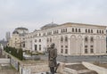 View of Museum of the Macedonian Struggle and Georgi Pulevski statue