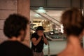 view of a musicians busking on the street