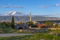 View of Mustafa Pasha`s Mosque and mountain range from Skopje Fortress