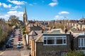 Muswell Hill suburban district of the London Borough of Haringey and the tower of St James Church on a sunny spring day Royalty Free Stock Photo