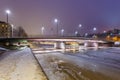 View of the Myllisilta, bridge in over the Aura river in Turku. Royalty Free Stock Photo