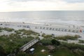 View at the Myrtle Beach, umbrellas and chairs waiting for the sunbather Royalty Free Stock Photo