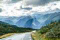 View of mysterious mountains from the Aurlandsvegen road Royalty Free Stock Photo