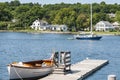 View of the Mystic Seaport with boats and houses, Connecticut Royalty Free Stock Photo