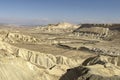 View of Nahal Wadi Zin Desert Stream Bed and Hod Akev Mountain in the Negev in Israel Royalty Free Stock Photo