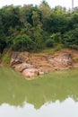 View of the Nam Khan river, Louangphabang, Laos. Copy space for text. Vertical. Royalty Free Stock Photo