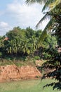 View of the Nam Khan river, Louangphabang, Laos. Copy space for text. Vertical. Royalty Free Stock Photo