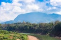 View of the Nam Khan river, Luang Prabang, Laos. Copy space for Royalty Free Stock Photo