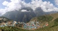 View in Namche bazaar village on the way to Everest base camp Trekking in Nepal.Namche bazaar is famous place with market and Royalty Free Stock Photo